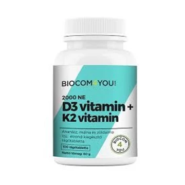 Vitamin D3 2000 IU-K2 100 db tabletta Biocom / Ökonet